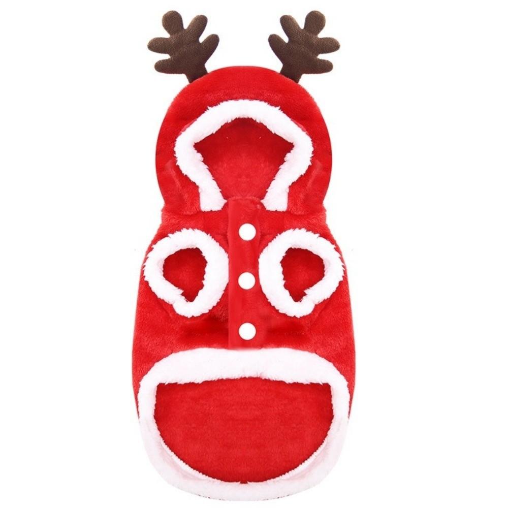 Flannel Plush Dog Santa Hoodie Comfortable Puppy Christmas Costume Elk Pet Winter Clothes Winter