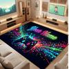 Neon Colorful Theme Crystal Velvet Floor Rug Personalized Custom Name Text Warm Carpet Home Decoration