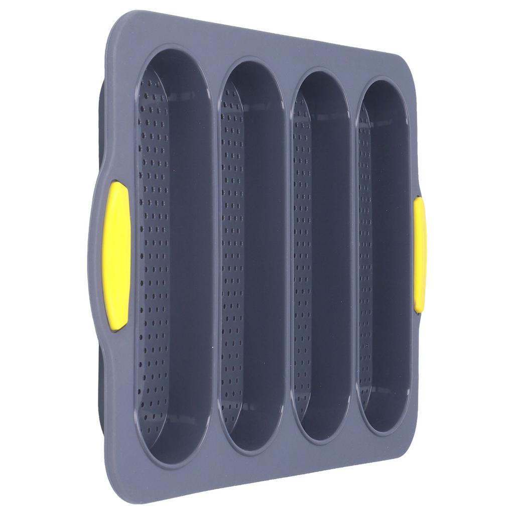 Baguette Mold 4 Grooves Silicone Soft Smooth Surface Bread Mould Baking Pan Kitchen ToolLight Gray