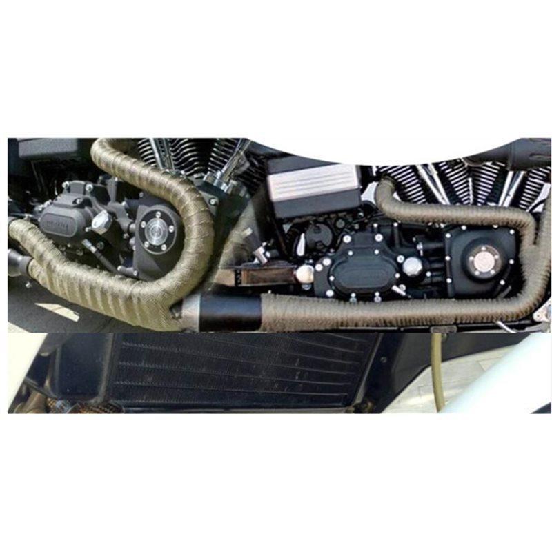 High Quality For Motorcycle Exhaust Heat Wrap Roll 15M Fiberglass Heat Shield Tape With Stainless Steel Ties In Titanium