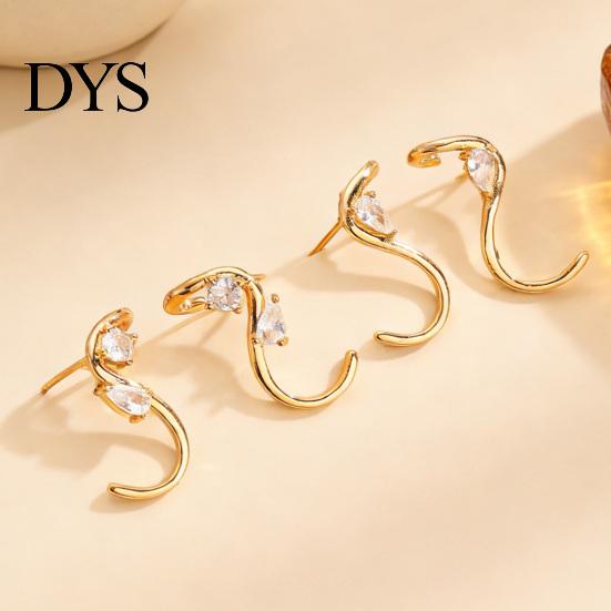 Statement Earrings for Women S-Shape Cubic Zirconia Stud Jewelry Lightweight Daily Wear Gift Her on Valentine's Day Birthday Party Stable Fit