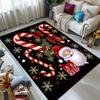 Santa and Candy Cane Polyester Area Rug Crystal Velvet Anti-Slip Carpet Mat for Living Room, Bedroom, Office - Large