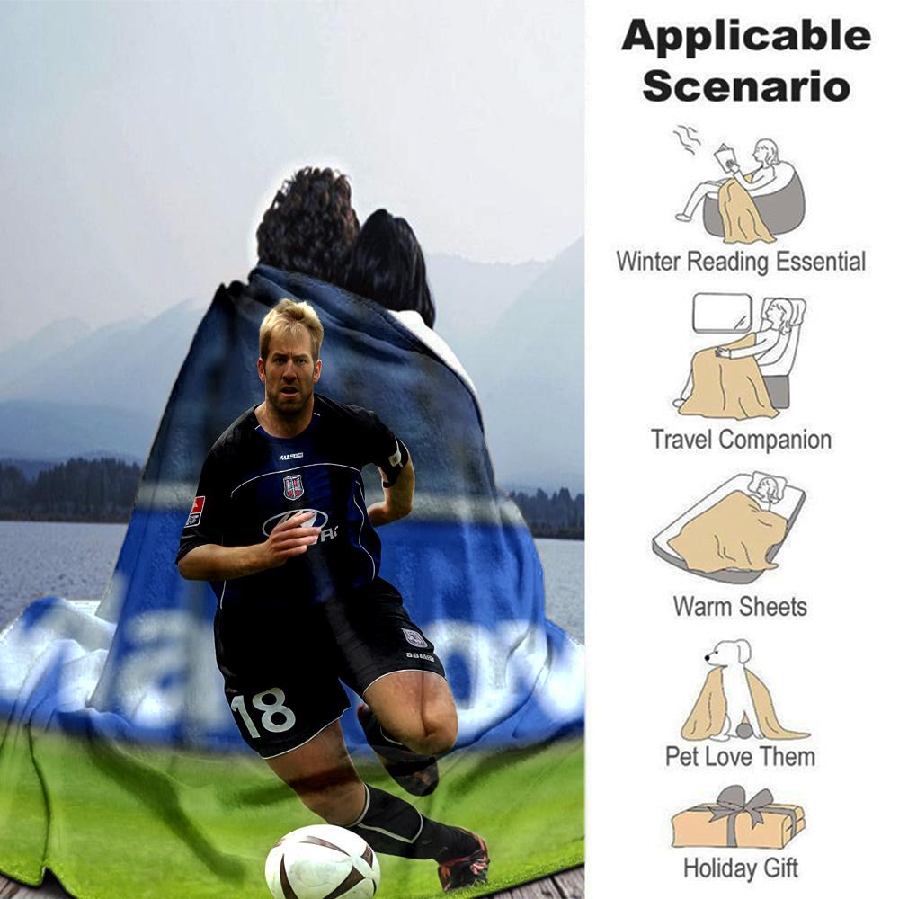 Bundesliga Football Player No.18 Flannel Throw Blanket, Soft Warm Sofa Bed Cover, Soccer Fan Home Decor Gift for Living Room Bedroom