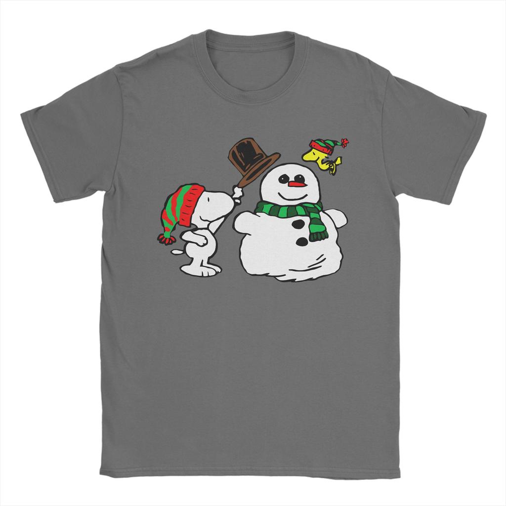 Peanuts Snoopy Woodstock Snowman TShirt for Men Women Funny Cotton Tees Crew Neck Short Sleeve T Shirt Birthday Present Clothes
