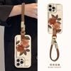 Oil Painting Watercolor Flower Lanyard Suitable for Apple 16PRO Lambskin Mobile Phone Case 15/14plus Silicone Anti-drop 13 Women