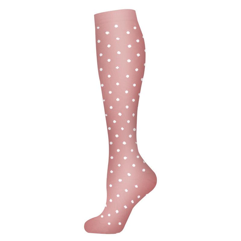 Compression Socks Small Dots Stripe Candy Color Varicose Vein Nurse Sports Running Calf Pressure Stockings Protect Feet Support