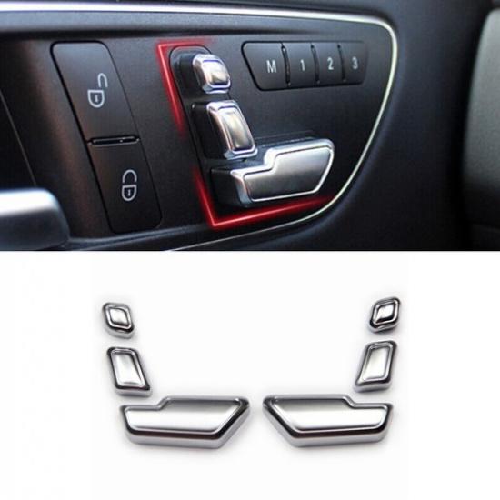 6X/set ABS silver Autocar door seat Button decoration Sticker for Benz B-Class