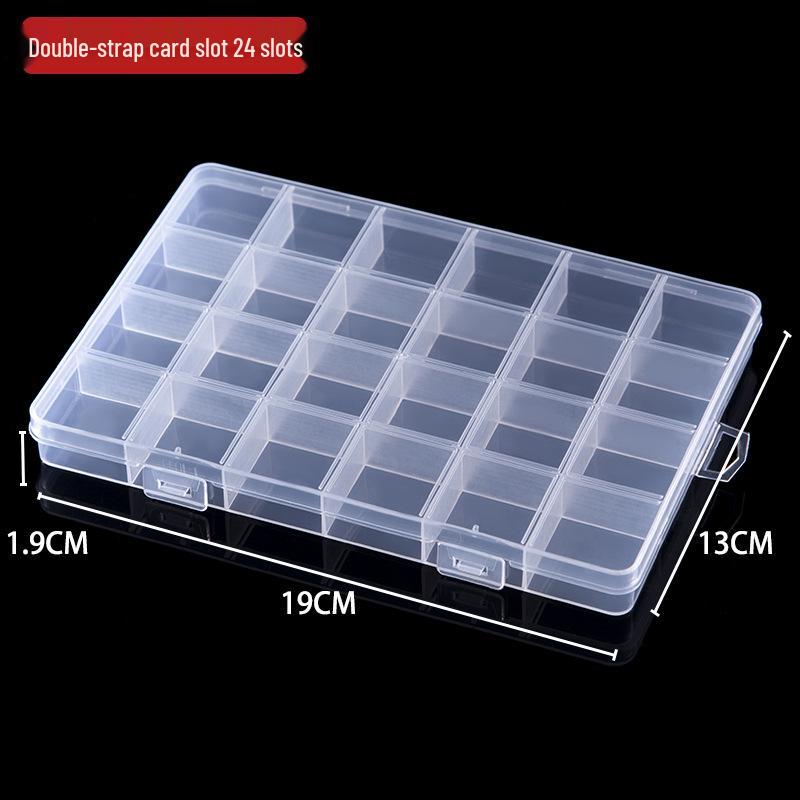 Transparent Rectangular Plastic Box with 10, 15, or 24 Compartments for Storage