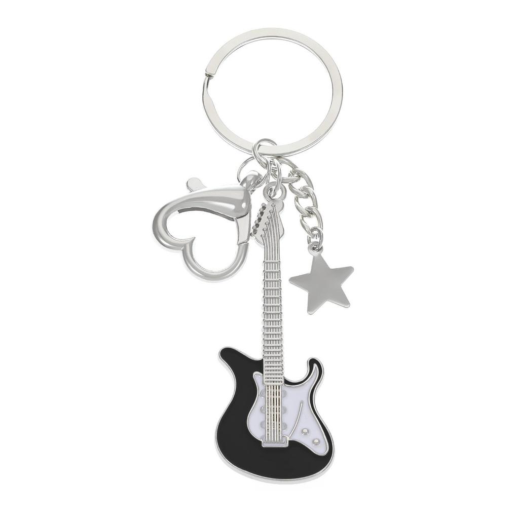 Y2K Electric Guitar Star Bass Keychain - Retro American Style Bag Charm