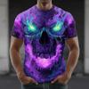 Halloween Men's Skull Optical Illusion 3D T Shirt Short Sleeve T Shirt 3D Print Crew Neck Shirt