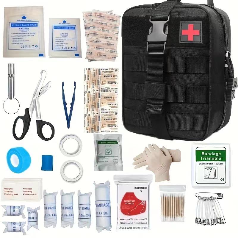 Hot-Selling Outdoor Survival First Aid Kit: Multi-functional Wilderness Emergency Gear CP Color Bag Strap