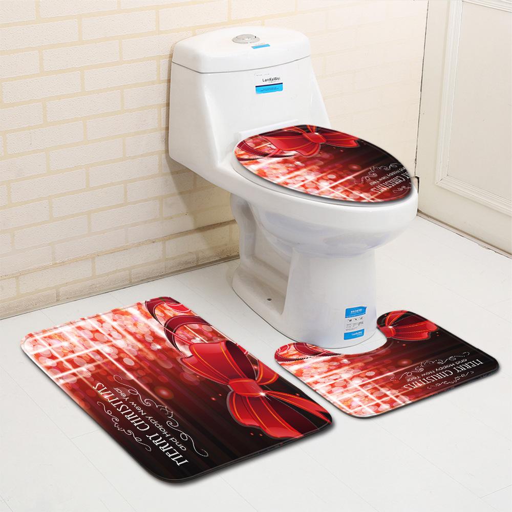 Christmas Bathroom Floor Mat Toilet Three-Piece Set