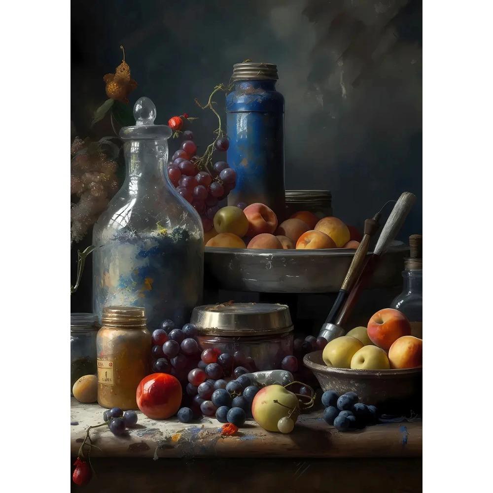 Vintage Küche Früchte Stillleben Poster Landküche Gesunde Lebensmittel Drucke Leinwandmalerei Wandbilder Heimküchendekor