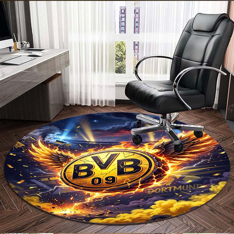 Borussia DortmundBVB Print Round Rug, Washable Floor Carpet, For Entryway Dorm Laundry Room Office Study, Home Decor Birthday Christmas Gift