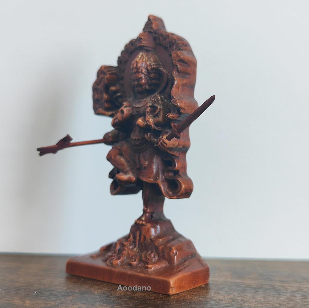 Ususama Myōō Wooden Statue – Total Height 7.2cm, Boxwood Miniature Buddhist Statue, God of the Toilet (Antique Finish)