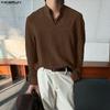 INCERUN Spring Men Stand Neck Long Sleeve Beading Casual Pullover T-shirts Tops