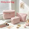 Travel Storage Organizer With Stripe Pattern Polyester For Womens Toiletry And Makeup Bag