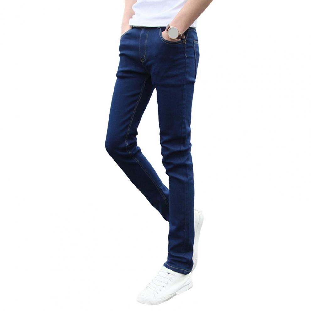 Pánské džíny, letní slim fit džíny na zip, ležérní tenké džínové kalhoty s vysokým pasem, úzké džíny pro kancelář, školu a cestování