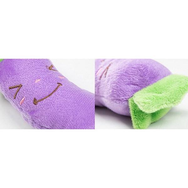 Ding Dong Pet Dog Toy Stuffed Carrot 8 x 16 cm + Banana 7 x 15 cm + Eggplant 6 x 15 cm + Tomato 7 x 10 cm, mixed colors, 1 set