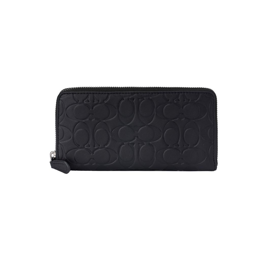 Nueva Cartera Acordeón COACH Cuero Vacuno Tarjetero Cartera para Mujer Negro CE551-QBBK