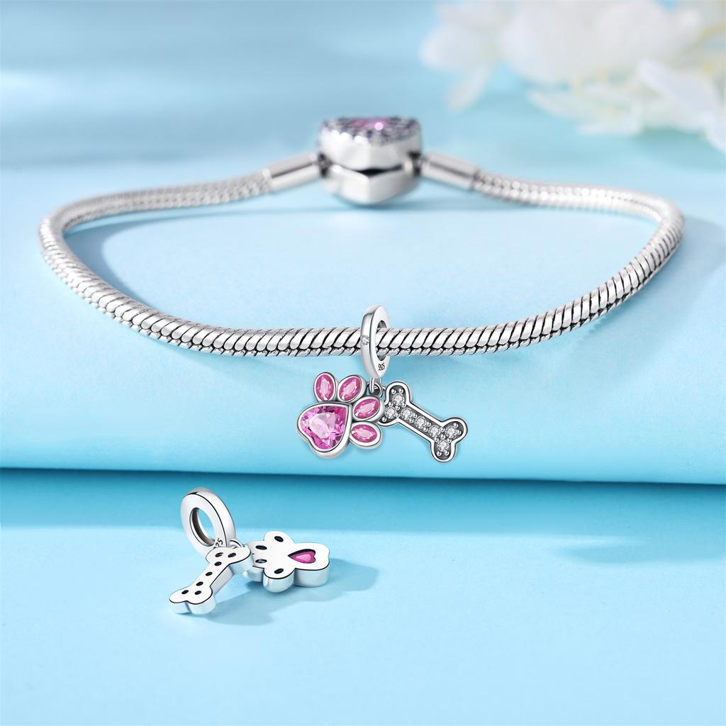 Copper Pink Cute Claw Bone Pendants Bracelet Charms Fit Women Jewelry Party Decorate Beads Diy Fine Gifts Accessory