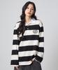 UNKNOWN PLANET Striped Rugby Collar Shirt Black