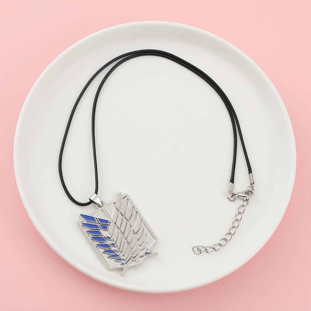 Anime Attack on Titan alloy Necklace figure Toys Wings of Liberty Shingeki No Kyojin Leather Chain Gold Color Pendant gift