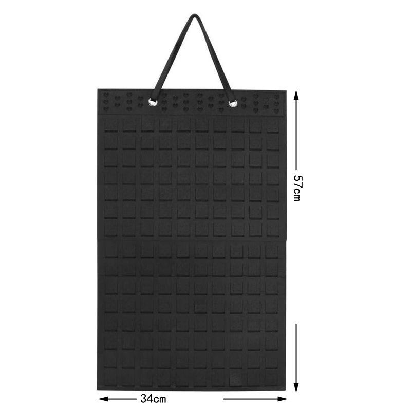 Wall-Mounted Felt Jewelry Organizer: Earring, Necklace, and Ring Display чёрный