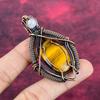 Tiger's Eye Real Gemstone Pendant Copper Wire Wrapped  Rainbow Moonstone Jewelry
