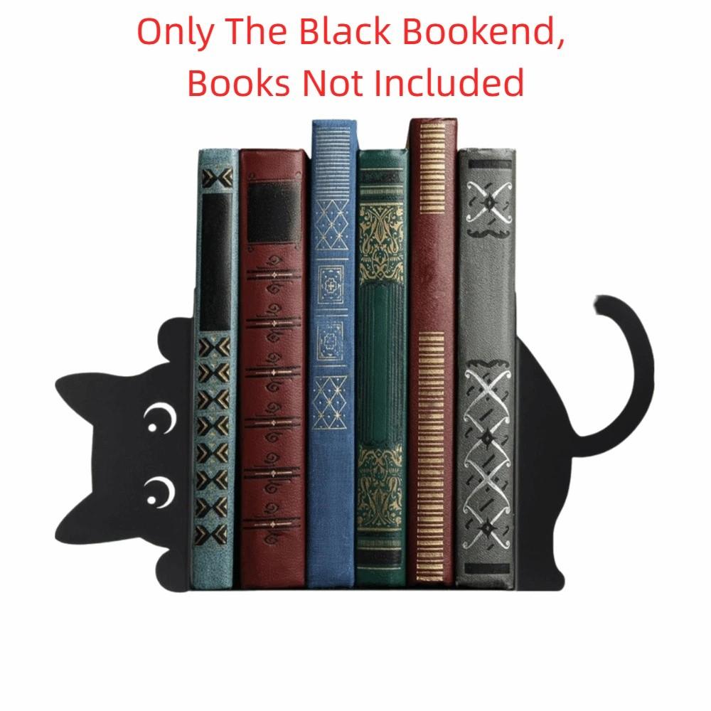 Black Metal Metal Bookend Versatile Book Holder Special Cat Bookend  Office Bookshelf