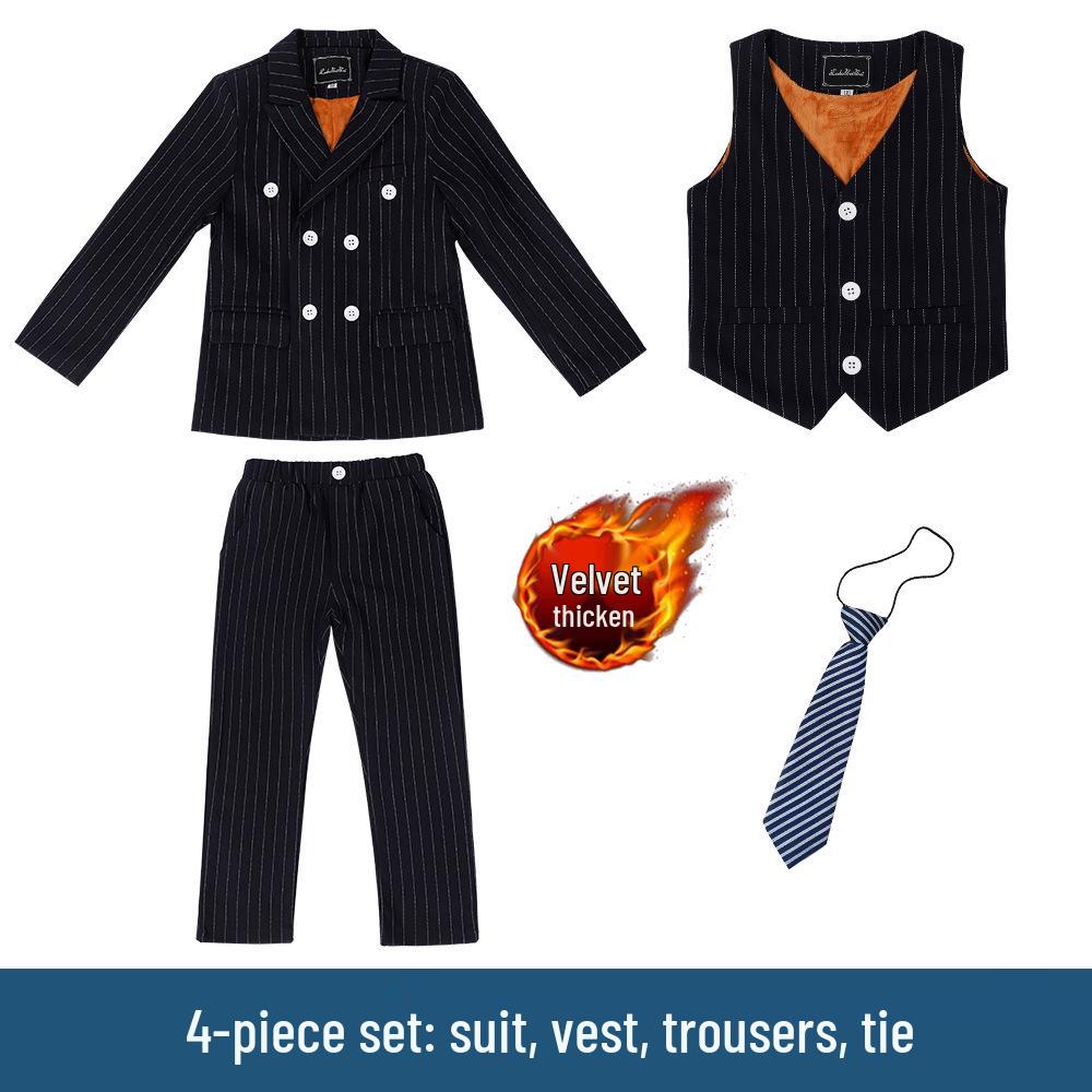 2022 Autumn/Winter Boys' Striped Blazer Suit Set - Formal Wear for Flower Boys and Hosts