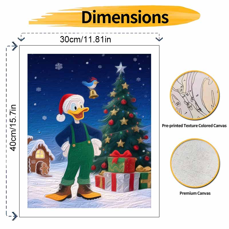 Disney Donald Duck Christmas Tree Paint by Numbers Painting Kit Hand Painted Home Decor Gift