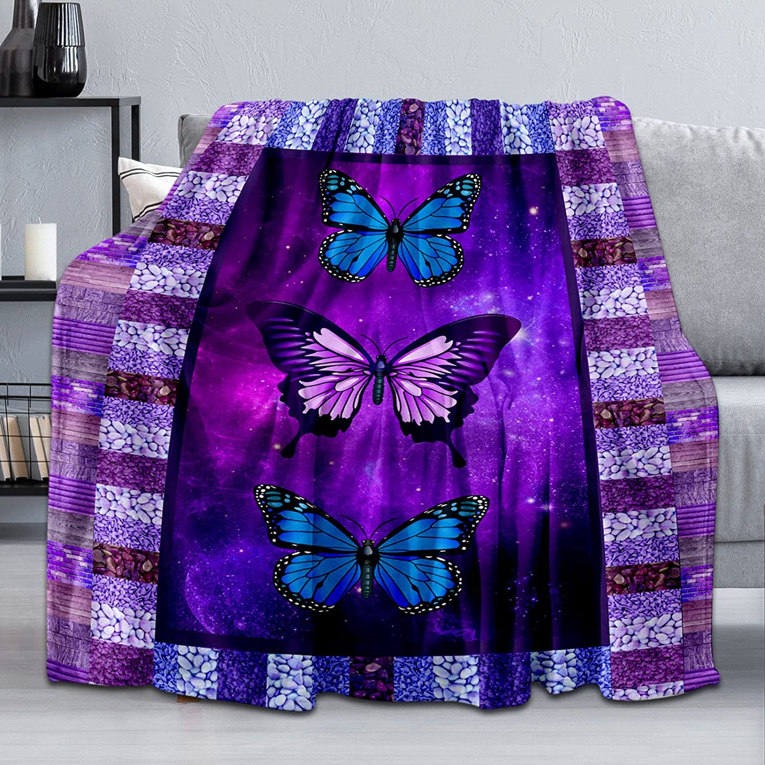 

Ковдра з метеликами. Гладка, легка, м’яка ковдра з принтом для подорожей, кемпінгу. Подарунок. Дитина. Дорослий. 75x90cm