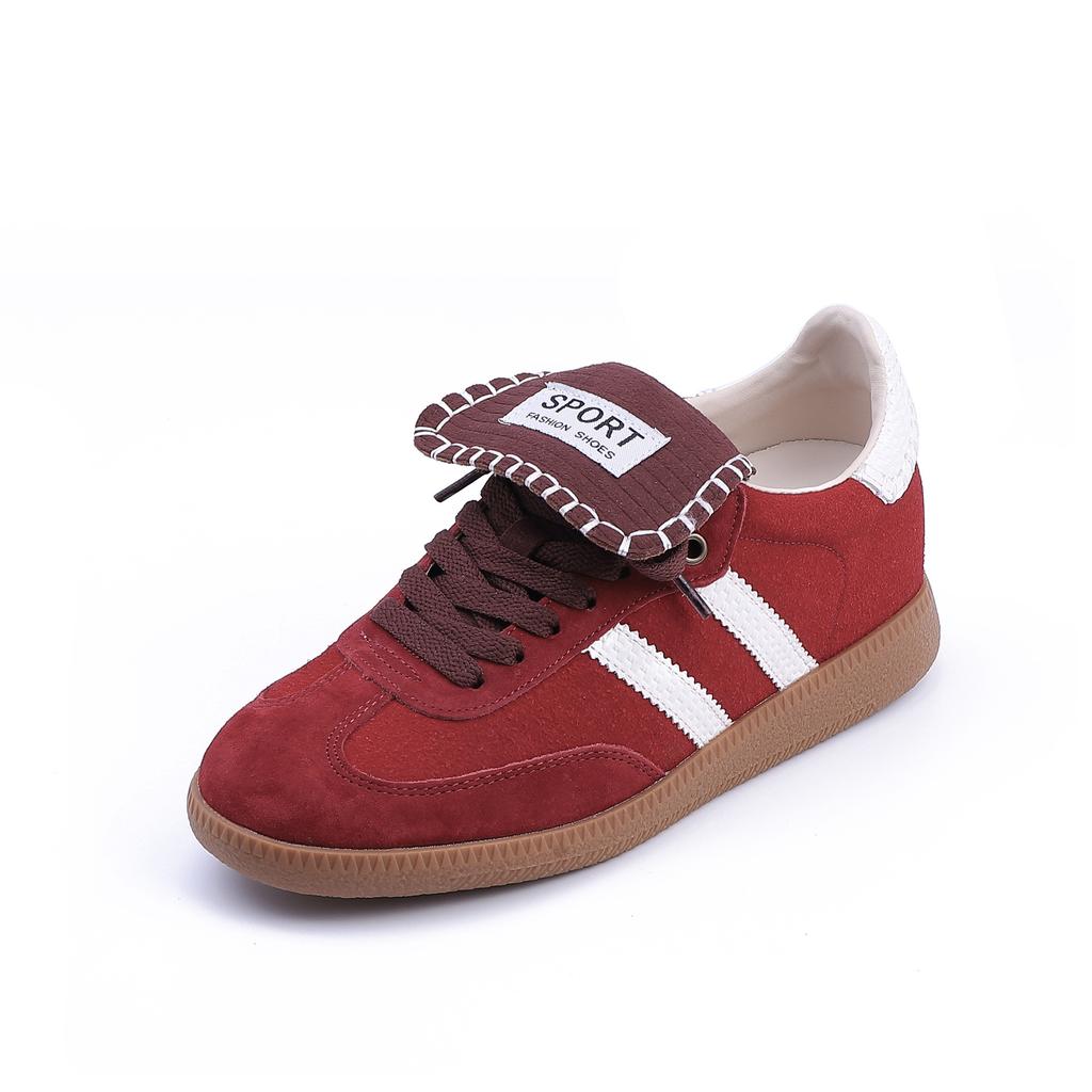Dad Shoes Women's Front Lace-up Thick-soled Heightening Sports Shoes Women's Casual Style Versatile German Training Shoes Flat-soled Retro Forrest Gu
