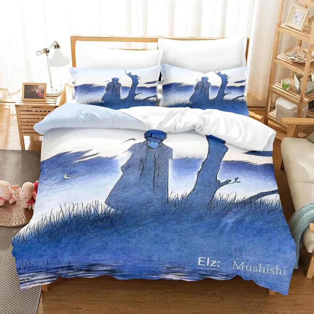 3D Print Anime Mushi Ginko Beding Set Soft Duvet Cover Bed Linen Set Comfortable Quilt Cover Pilowcase Warm Comforter king Quen Sized Dimensions Young
