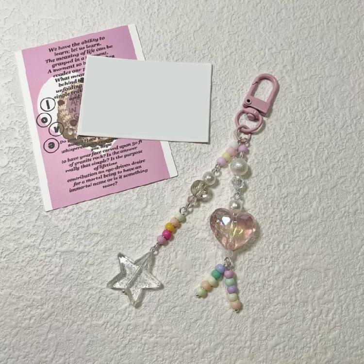 Stylish Acrylic Alloy Keyring Beaded Keychain Accessory for Phones and Purses