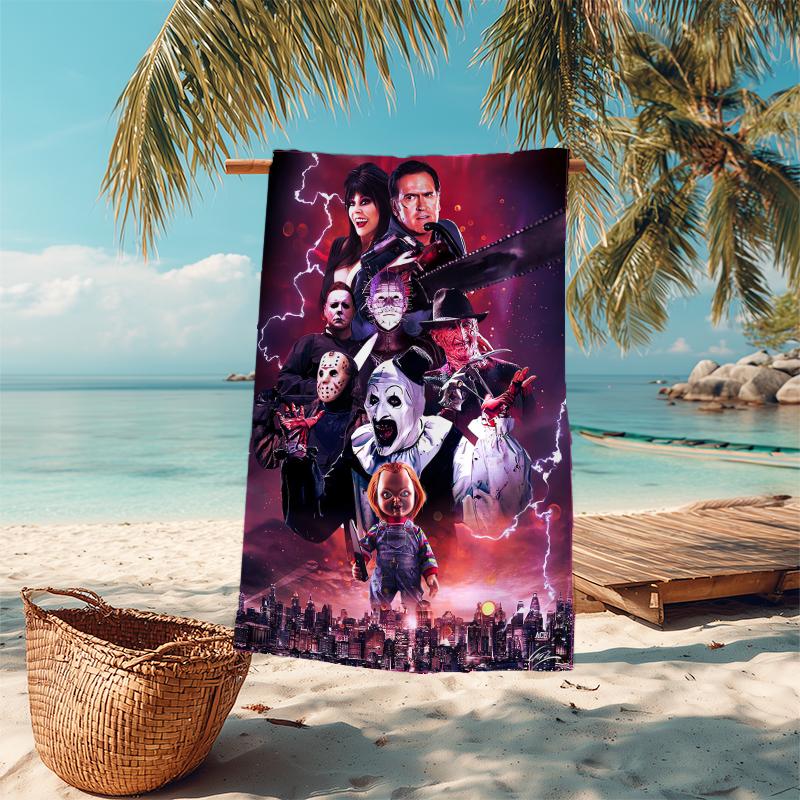 1Pc Horror Puppet Scene Beach Towel Microfiber Beach Towel Thin Absorbent For Beach Swimming Yoga Bath Sports 0917141