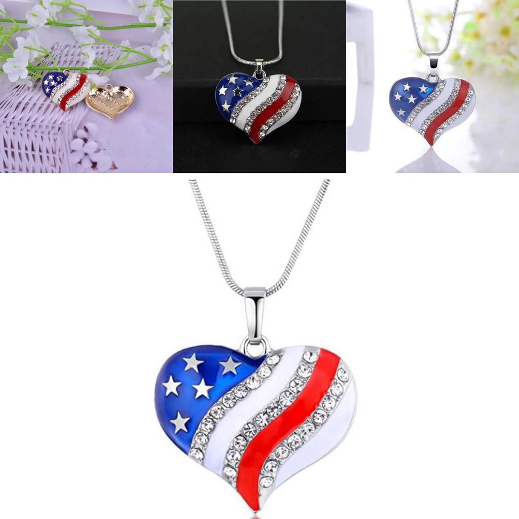 Stylish Blue Heart Star Pendant Necklace Trendy European American Jewelry