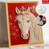 Pearl Art Painting Home Wall Decor Crowned White Horse Pearl Gemstone Painting Picture Crafts Adult/Beginner Gift Creative Home Decor Unframed