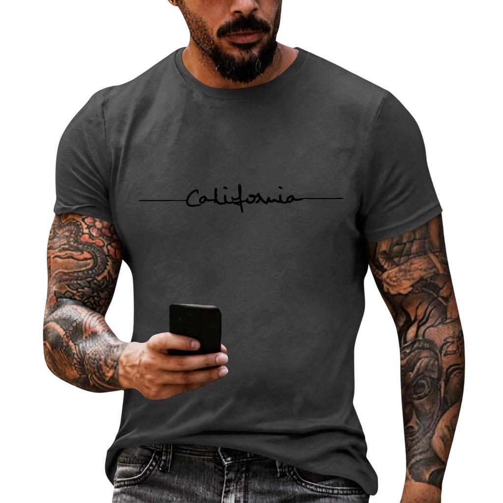Men's Printed Graphic T-Shirt, Casual Loose Fit Short Sleeve Tee Top