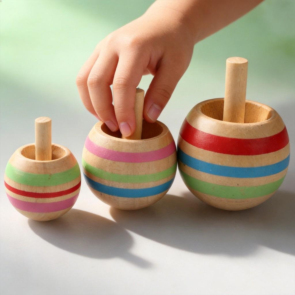 Classic Wooden Spinner Toy Pack For Entertainment And Skill Development For All Ages