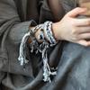Handmade Braided Bracelets for Women Men Chinese Style Charm Double Layer Stackable Bead String Bracelets Adjustable Jewellery
