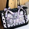 Japanese Cute Sweet Ribbon Ita Bag Girls Transparent Handbags Large Capacity Tote Bag Aesthetic Shoulder Bags