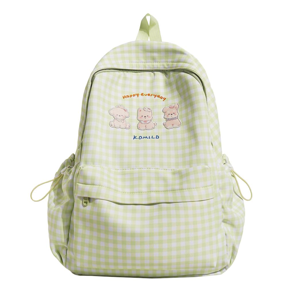 Schoolbag new cute pink plaid cat schoolbag sweet clear backpack large capacity high value going out girl backpack