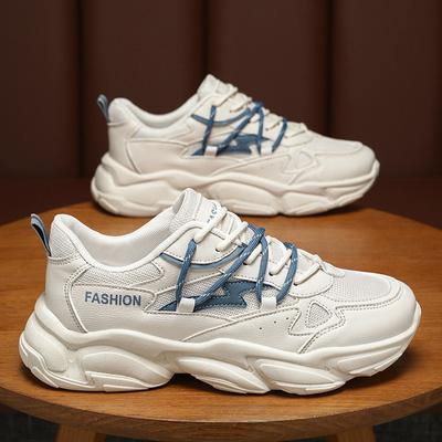 Chaussures de Printemps pour Hommes Chaussures en Maille Respirante Chaussures de Sport à Plateforme Blanches Petites Tendance Homme Tout Match Chaussures Décontractées de Papa