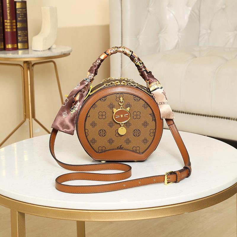 Baobao Damen 2023 neue modische Umhängetasche, kleine One-Shoulder-kleine runde Tasche