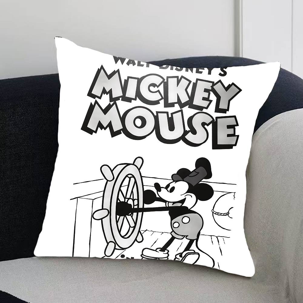 Cute M-Mickey Mouse Pillow Case Cushion Cover Soft Cute Throw Pillow Case For Car Sofa Pillowcase Polyester With Zipper