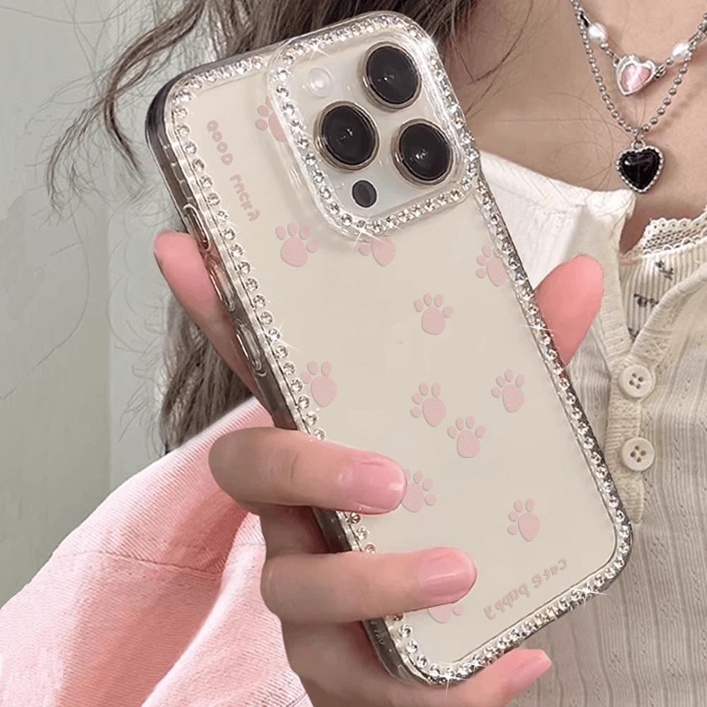 Armbandkette Handyhülle Für iPhone 17 16 15 13 14 für 17Air 17 12 14 16 Pro 17 14 16 Pro Max Funkelnder Diamant Niedliches Muster Hartschale Mit Trageband