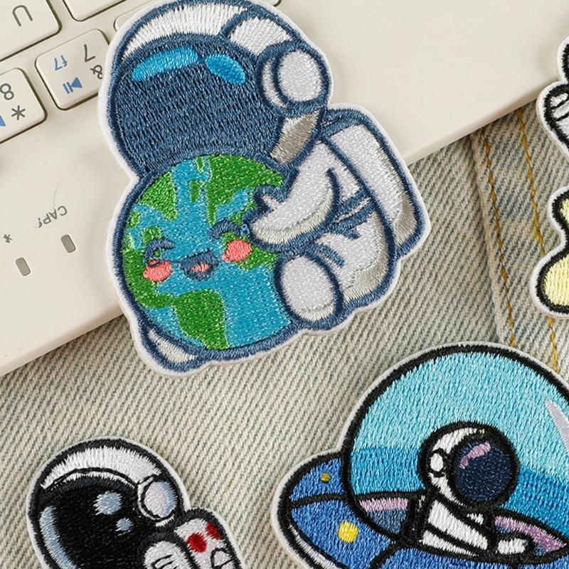 6 Pcs Lovely Repair Patches Iron on Patches Embroidered Patches Astronaut Sew On Decorative Appliques for Clothes Hat