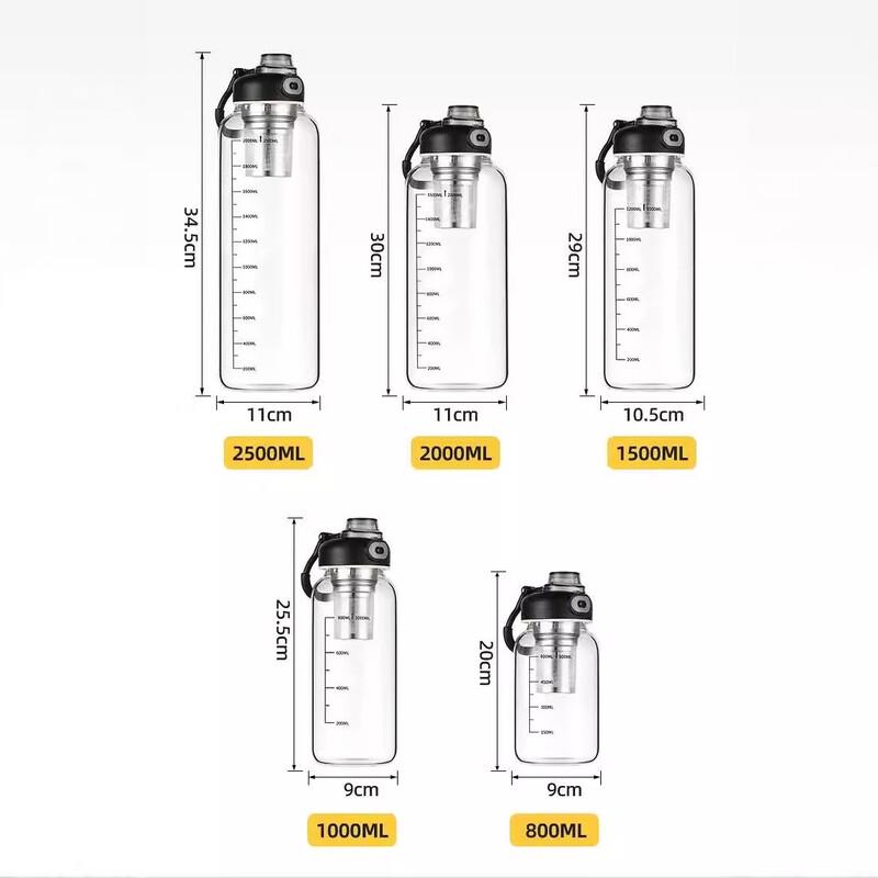2000ml Tea Infuser Glass Water Bottle